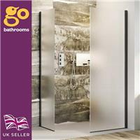 680mm Walk In Shower Screen Black Aluminium Frame Bathroom Frosted 10mm Cubicle