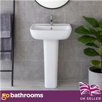 Ceramic Bathroom Basin & Pedestal Bathroom Sink Single Tap Hole Modern Appleby
