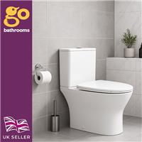 Modern Close Coupled Toilet with Soft Close Seat White Ceramic Rimless WC