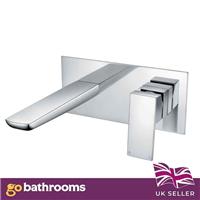 Modern Chrome Wall Mounted Bath Filler & Wall Plate Bath Mixer Tap Bathroom