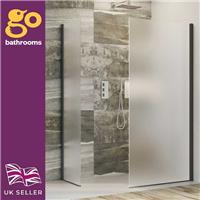 880mm Walk In Shower Screen Black Aluminium Frame Bathroom Frosted 10mm Cubicle