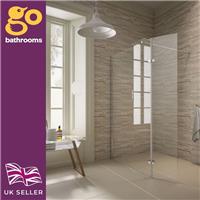 Easy Clean 1450mm Wetroom Rayle Shower Screen 180 Return Panel With Support Bar