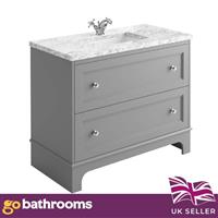 Victorian Grey 1000mm Vanity Unit With Marble Top & Ceramic Wash Basin Eloise