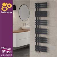 Grey Heated Towel Rail Bathroom Radiator Modern Offset Rad 175 x 50cm