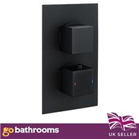 Black Wall Shower Valve Mounted Concealed Thermostatic Square Control