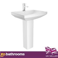 Bathroom Sink Hand Wash Basin with Full Pedestal Cloakroom Basin 1 Tap Hole