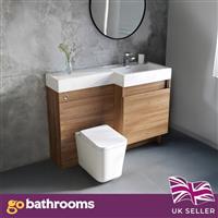 Oak Effect Toilet and Sink Vanity Unit 1200mm Right Hand Bathroom WC Sink Unit
