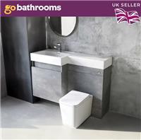 Wiltshire WC Vanity Worktop Combination Unit Grey Left Hand Bathroom 120cm
