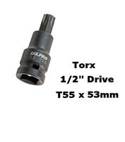 US PRO Industrial Impact T55 Torx / Star Bit Socket 1/2 Drive 53mm 3400