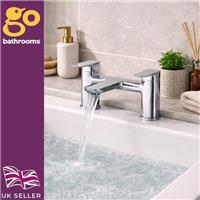 Bath Filler Tap Chrome Deck Mounted Modern Solid Brass Twin Lever