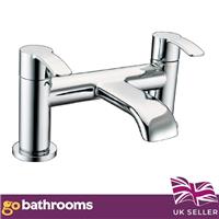 Modern Chrome Bath Tap Dual Lever Bath Filler Faucet Tap Tear Drop Design Spout