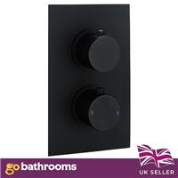Black Wall Shower Valve Mounted Concealed Thermostatic Round Control