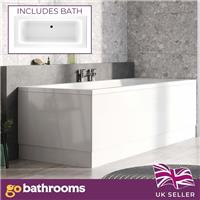 1700 Superstrong Double Ended Bath Deep Soaking Bathtub & Gloss Front End Panel