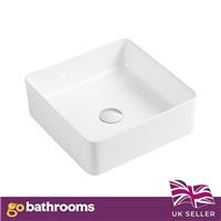 Turner Cloakroom Bathroom Sink Square Ceramic Counter Top Basin 37cm