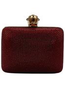 STARK CRYSTAL EMBELLISHED SUEDE AND ROSE GOLD TONE CLUTCH