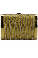 STARK CRYSTAL EMBELLISHED PYTHON AND GOLD TONE CLUTCH