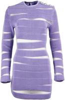 BALMAIN MESH PANELLED RIBBED KNIT MINI DRESS FR 42 UK 14 - XL Regular