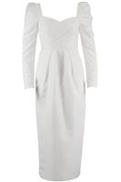 SELF-PORTRAIT RUCHED TAFFETA MIDI DRESS UK 8 - S Regular