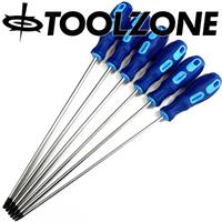 6pc Long Reach TORX Star SCREWDRIVER Set T10-T30. 6 pointed TORX Star Drive 10