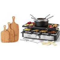 Salter Electric 2 in 1 Raclette Grill & Fondue Set and Bamboo Chopping Boards