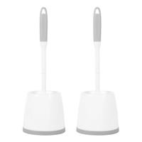 Beldray Toilet Brush and Holder Set 2 Pack Bowl Cleaner Antibac Non-Slip White