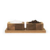 Salter Toronto Salt & Pepper Pinch Pots With Durable Wood Storage Tray 2 Pots