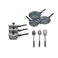 Salter Pan Set 9 PC Cookware Set Megastone Frying Pans Saucepans Utensils