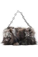 MICHAEL KORS COLLECTION JULIE LG CAMERA FOX FUR AND LEATHER SHOULDER BAG