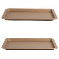 Russell Hobbs Set of 2 Opulence 37 cm Non-Stick Baking Trays, Carbon Steel, Gold