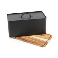 Salter Toronto Bread Bin & Chopping Board for Cutting & Serving Black/Wooden
