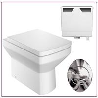 Back To Wall Toilet Pan Soft Close Seat Cistern & Push Button