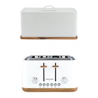 Salter Toronto Toaster & Bread Bin Set 4-Slice with 6 Levels Reheat & Defrost