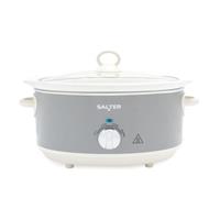 Salter Retro 6.5L Slow Cooker 3 Heat Settings/Keep Warm for Family Cooking Grey