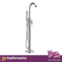 Bathroom Floor Mounted Free Standing Bathtub Faucet Tub Filler Shower Mixer Tap