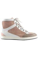 JIMMY CHOO NUDE SUEDE AND LEATHER SNEAKERS EU 38 UK 5 US 8
