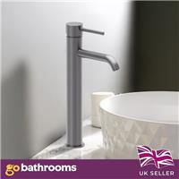 Gunmetal Grey Tall Basin Mono Tap Countertop Sink Tap Single Lever Control
