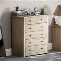 5 Drawer Chest of Drawers Solid Pine Wood Waxed Storage Bedroom Furniture