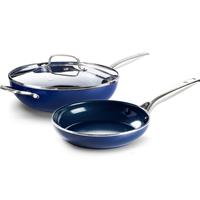 Blue Diamond 2-Piece Frying Pan Set 24/28 cm High Wall with Glass Lid (Open Box)