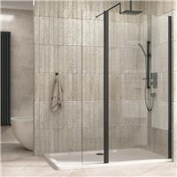 Walk In Wet Room 300mm Matt Black Shower Screen Flipper Panel