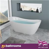 Freestanding Double Ended Bath Slipper Style Bathtub Deep Soak 1500mm x 730mm