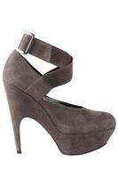 YVES SAINT LAURENT GREY SUEDE PLATFORM PUMPS EU 36.5 UK 3.5 US 6.5