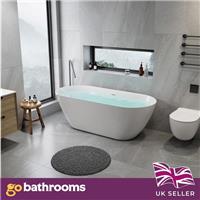 Modern White Freestanding Bath Double Ended Bathtub 1500mm x 730mm