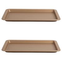Russell Hobbs Set of 2 Opulence 37 cm Non-Stick Baking Trays, Carbon Steel, Gold