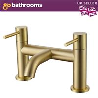 Gold Bath Filler Tap Grey Bathtub Mixer Taps Round Top Twin Lever Handles