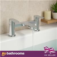 Modern Chrome Bath Filler Thermostatic Bath Mixer Tap Twin Lever Handles