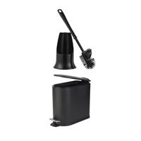 Beldray Silicone Toilet Brush & 5L Black Bin Set Antibacterial, Space-Saving