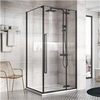Modern Black Fixed 800mm Side Panel | Easy Clean 8mm Glass | Universal Fitting