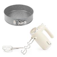 Salter Retro Hand Mixer & Cake Tin Includes Hooks, 24cm Springform Tin