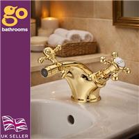Traditional Gold Bidet Tap Crosshead Handles & Waste Luxury Classic Bathroom