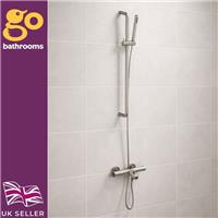 Brushed Nickel Round Thermostatic Bath Shower Mixer With Slide Rail Kit